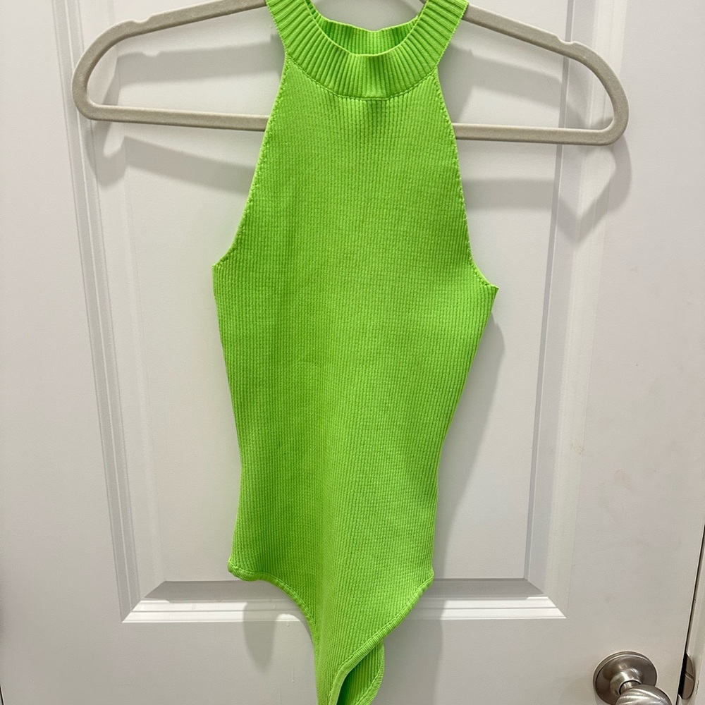 Neon Green Ribbed Bodysuit